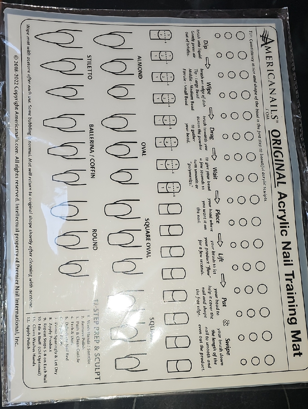 Original Acrylic Nail Training Mat - White